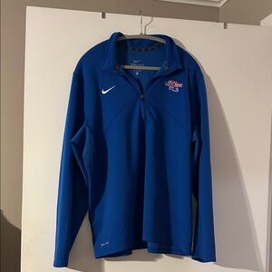 Nike Dry fit Royal Blue Quarter-Zip Louisiana TechPullover with White Swoosh